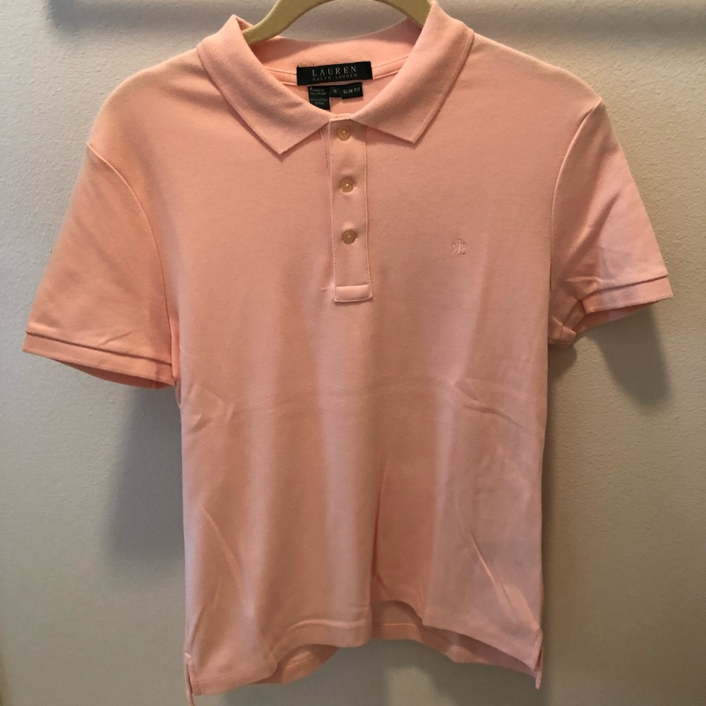 Pale Pink slim fit polo by Lauren Ralph Lauren